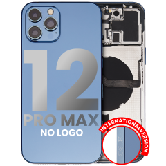 Back Housing W/ Small Components Pre-Installed Compatible For iPhone 12 Pro Max (No Logo) (Aftermarket Plus) (International Version) (Pacific Blue)