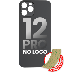 Back Glass With 3M Adhesive Compatible For iPhone 12 Pro (No Logo / Large Camera Hole) (Graphite)