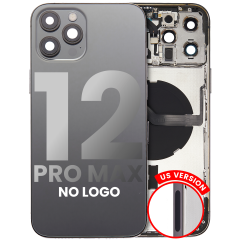 Back Housing W/ Small Components Pre-Installed Compatible For iPhone 12 Pro Max (US Version) (No Logo) (Aftermarket Plus) (Graphite)