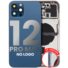 Back Housing W/ Small Components Pre-Installed Compatible For iPhone 12 Pro Max (US Version) (No Logo) (Aftermarket Plus) (Pacific Blue)