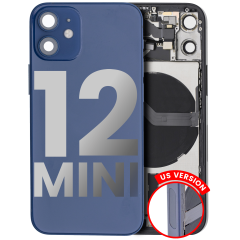 Back Housing W/ Small Components Pre-Installed Compatible For iPhone 12 Mini (US Version) (Used OEM Pull: Grade A) (Blue)
