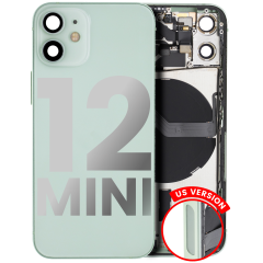Back Housing W/ Small Components Pre-Installed Compatible For iPhone 12 Mini (US Version) (Used OEM Pull: Grade A) (Green)