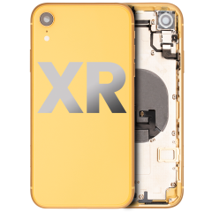 Back Housing W/ Small Components Pre-Installed Compatible For iPhone XR (Used OEM Pull: Grade B) (Yellow)