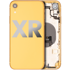 Back Housing W/ Small Components Pre-Installed Compatible For iPhone XR (Used OEM Pull: Grade C) (Yellow)