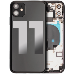 Back Housing W/ Small Components Pre-Installed Compatible For iPhone 11 (Used OEM Pull: Grade B) (Black)
