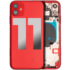 Back Housing W/ Small Components Pre-Installed Compatible For iPhone 11 (Used OEM Pull: Grade C) (Red)