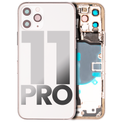 Back Housing W/ Small Components Pre-Installed Compatible For iPhone 11 Pro (Used OEM Pull: Grade A) (Silver)