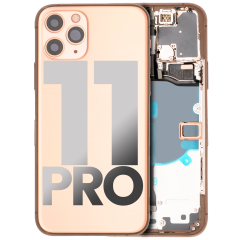 Back Housing W/ Small Components Pre-Installed Compatible For iPhone 11 Pro (Used OEM Pull: Grade A) (Matte Gold)
