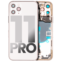 Back Housing W/ Small Components Pre-Installed Compatible For iPhone 11 Pro (Used OEM Pull: Grade B) (Silver)