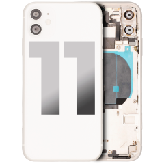 Back Housing W/ Small Components Pre-Installed Compatible For iPhone 11 (Used OEM Pull: Grade B) (White)