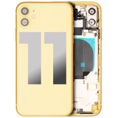 Back Housing W/ Small Components Pre-Installed Compatible For iPhone 11 (Used OEM Pull: Grade C) (Yellow)