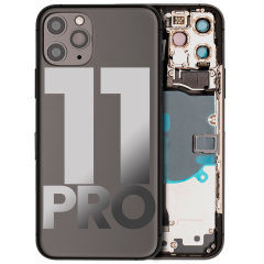 Back Housing W/ Small Components Pre-Installed Compatible For iPhone 11 Pro (Used OEM Pull: Grade C) (Matte Space Gray)