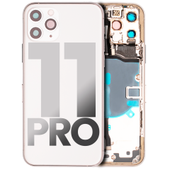 Back Housing W/ Small Components Pre-Installed Compatible For iPhone 11 Pro (Used OEM Pull: Grade C) (Matte Silver)