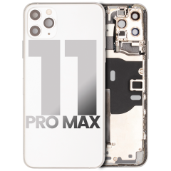 Back Housing W/ Small Components Pre-Installed Compatible For iPhone 11 Pro Max (Used OEM Pull: Grade A) (Silver)