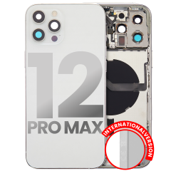 Back Housing W/ Small Components Pre-Installed Compatible For iPhone 12 Pro Max (International Version) (Used OEM Pull: Grade C) (Silver)