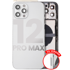 Back Housing W/ Small Components Pre-Installed Compatible For iPhone 12 Pro Max (US Version) (Used OEM Pull: Grade B) (Silver)