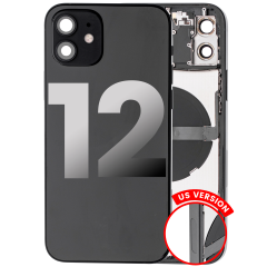 Back Housing W/ Small Components Pre-Installed Compatible For iPhone 12 (US Version) (Used OEM Pull: Grade B) (Graphite)