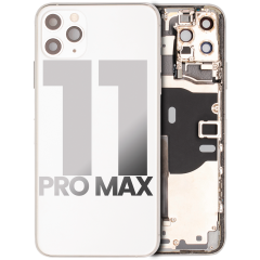 Back Housing W/ Small Components Pre-Installed Compatible For iPhone 11 Pro Max (Used OEM Pull: Grade C) (Silver)