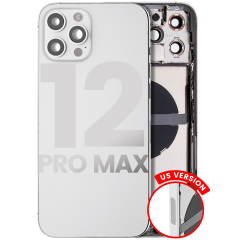 Back Housing W/ Small Components Pre-Installed Compatible For iPhone 12 Pro Max (US Version) (Used OEM Pull: Grade C) (Silver)