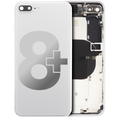 Back Housing W/ Small Components Pre-Installed Compatible For iPhone 8 Plus (Used OEM Pull: Grade A) (Silver)