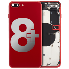 Back Housing W/ Small Components Pre-Installed Compatible For iPhone 8 Plus (Used OEM Pull: Grade B) (Red)