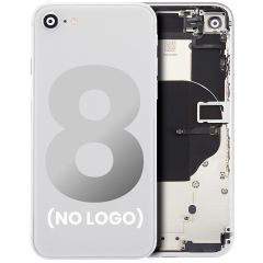 Back Housing W/ Small Components Pre-Installed Compatible For iPhone 8 (No Logo) (Aftermarket Plus) (Silver)