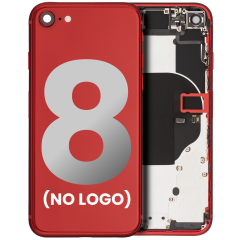 Back Housing W/ Small Components Pre-Installed Compatible For iPhone 8 (No Logo) (Aftermarket Plus) (Red)