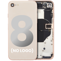 Back Housing W/ Small Components Pre-Installed Compatible For iPhone 8 (No Logo) (Aftermarket Plus) (Gold)