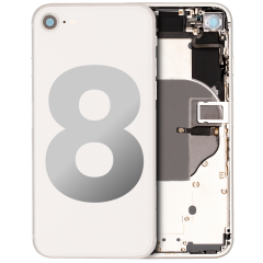 Back Housing W/ Small Components Pre-Installed Compatible For iPhone 8 (Used OEM Pull: Grade B) (Silver)