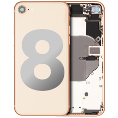 Back Housing W/ Small Components Pre-Installed Compatible For iPhone 8 (Used OEM Pull: Grade B) (Gold)