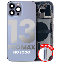 Back Housing W/ Small Components Pre-Installed Compatible For iPhone 13 Pro Max (US Version) (No Logo) (Aftermarket Plus) (Sierra Blue)