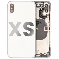 Back Housing W/ Small Components Pre-Installed Compatible For iPhone XS (Used OEM Pull: Grade A) (Silver)
