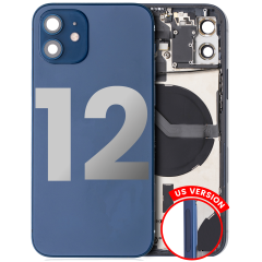 Back Housing W/ Small Components Pre-Installed Compatible For iPhone 12 (US Version) (Used OEM Pull: Grade B) (Blue)