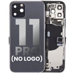 Back Housing W/ Small Components Pre-Installed Compatible For iPhone 11 Pro (No Logo) (Aftermarket Plus) (Space Gray)