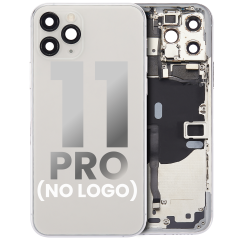 Back Housing W/ Small Components Pre-Installed Compatible For iPhone 11 Pro (No Logo) (Aftermarket Plus) (Silver)