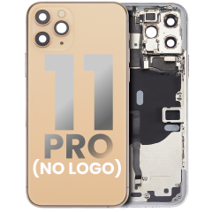 Back Housing W/ Small Components Pre-Installed Compatible For iPhone 11 Pro (No Logo) (Aftermarket Plus) (Gold)