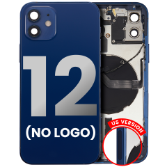 Back Housing W/ Small Components Pre-Installed Compatible For iPhone 12 (US Version) (No Logo) (Aftermarket Plus) (Blue)