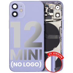 Back Housing W/ Small Components Pre-Installed Compatible For iPhone 12 Mini (US Version) (No Logo) (Aftermarket Plus) (Purple)