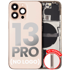Back Housing W/ Small Components Pre-Installed Compatible For iPhone 13 Pro (US Version) (No Logo) (Aftermarket Plus) (Gold)