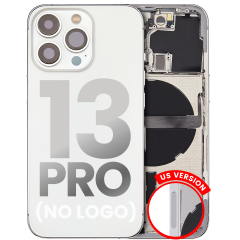 Back Housing W/ Small Components Pre-Installed Compatible For iPhone 13 Pro (US Version) (No Logo) (Aftermarket Plus) (Silver)