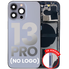Back Housing W/ Small Components Pre-Installed Compatible For iPhone 13 Pro (US Version) (No Logo) (Aftermarket Plus) (Sierra Blue)