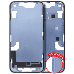 Mid-Frame Housing With Power And Volume Button Compatible For iPhone 14 (US Version) (Used OEM Pull: Grade A) (Blue)