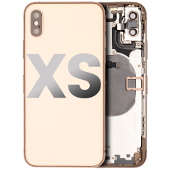 Back Housing W/ Small Components Pre-Installed Compatible For iPhone XS (Used OEM Pull: Grade A) (Gold)