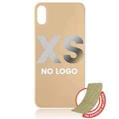Back Glass With 3M Adhesive Compatible For iPhone XS (No Logo / Large Camera Hole) (Gold)