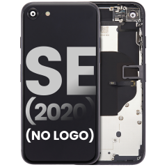 Back Housing W/ Small Components Pre-Installed Compatible For iPhone SE (2020) (No Logo) (Aftermarket Plus) (Black)