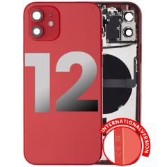 Back Housing W/ Small Components Pre-Installed Compatible For iPhone 12 (International Version) (Used OEM Pull: Grade A) (Red)