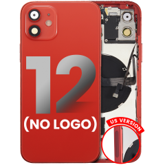 Back Housing W/ Small Components Pre-Installed Compatible For iPhone 12 (US Version) (No Logo) (Aftermarket Plus) (Red)