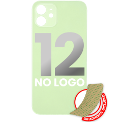 Back Glass With 3M Adhesive Compatible For iPhone 12 (No Logo / Large Camera Hole) (Green)