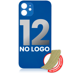 Back Glass With 3M Adhesive Compatible For iPhone 12 (No Logo / Large Camera Hole) (Blue)