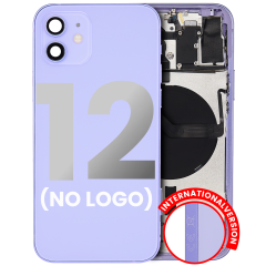 Back Housing W/ Small Components Pre-Installed Compatible For iPhone 12 (No Logo) (Aftermarket Plus) (International Version) (Purple)
